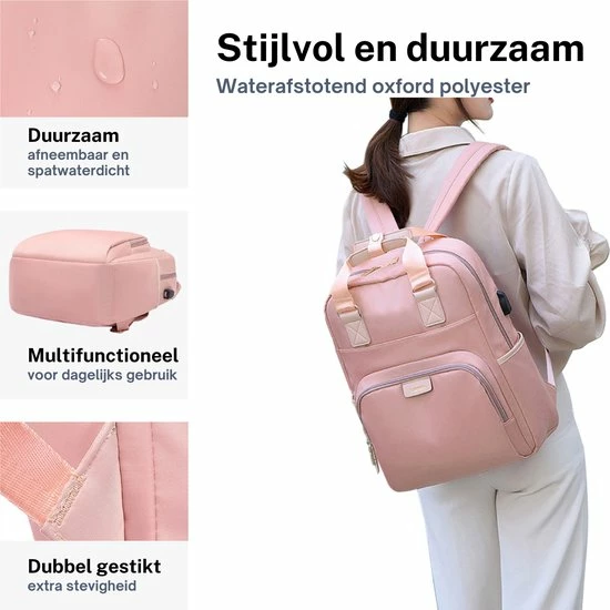 Aanbiedingen 🎁 ZILOU® Rugzak - 20-35 Liter - 15,6" Laptopvak - Anti-Diefstal - Roze ✨ 5 Aanbiedingen 🎁 ZILOU® Rugzak - 20-35 Liter - 15,6" Laptopvak - Anti-Diefstal - Roze ✨ - Afbeelding 5