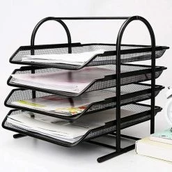 Goedkoopste ✔️ Merkloos Bureau Organizer - Bureau Accessoires - Bureaubrievenbak - 4 Laden - Metaal - Zwart - Able & Borret ❤️