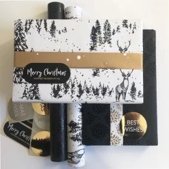 Gloednieuw 🛒 Paper Twinkle Inpakpapier Kerst Zwart Goud - 15-delige Inpakset - Luxe En Stevig Cadeaupapier En Kerststickers Goud 🛒