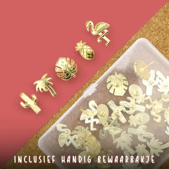 Groothandel 🔔 QY Punaises Voor Prikbord Of Memobord - Set Van 30 Pushpins - Flamingo/cactus Goud 💯 5 Groothandel 🔔 QY Punaises Voor Prikbord Of Memobord - Set Van 30 Pushpins - Flamingo/cactus Goud 💯 - Afbeelding 5