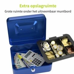 Aanbiedingen ⌛ ACROPAQ Geldkistje - Geldkist Met Sleutel, 20 X 16 X 9 Cm, Metaal - Geldkluis - Blauw 🌟 -Crafts&Co winkel 550x550 775