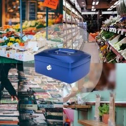 Aanbiedingen ⌛ ACROPAQ Geldkistje - Geldkist Met Sleutel, 20 X 16 X 9 Cm, Metaal - Geldkluis - Blauw 🌟 -Crafts&Co winkel 550x550 776