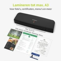 Beste deal 🌟 ACROPAQ Lamineerapparaat A3 - Set Met 200 Lamineerhoezen, Papiersnijder, Hoeksnijder - Lamineermachine - AL390 🔥 -Crafts&Co winkel 550x550 88