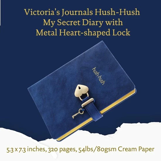 Goedkoop 😉 Victoria's Journals - Dagboek Met Slot En Sleutel - Hush-Hush My Secret Diary W/ Heart Lock - Premium Vegan Leer Dagboek - Hardcover - 320 Pagina's Premium Papier - 13 X 18 Cm (Blauw) 🎁 2 Goedkoop 😉 Victoria's Journals - Dagboek Met Slot En Sleutel - Hush-Hush My Secret Diary W/ Heart Lock - Premium Vegan Leer Dagboek - Hardcover - 320 Pagina's Premium Papier - 13 X 18 Cm (Blauw) 🎁 - Afbeelding 2