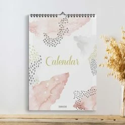 Aanbiedingen ✔️ Fabrikten Verjaardagskalender - Waterverf - Roze/Grijs/Goud - A4 🎁