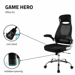 Goedkoopste ⭐ GAME HERO® Office G3 Bureaustoel Verstelbare Armleuningen - Ergonomische Bureaustoel - Zwart 🌟 -Crafts&Co winkel 550x550 941