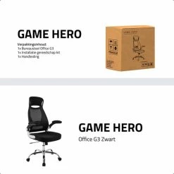 Goedkoopste ⭐ GAME HERO® Office G3 Bureaustoel Verstelbare Armleuningen - Ergonomische Bureaustoel - Zwart 🌟 -Crafts&Co winkel 550x550 945
