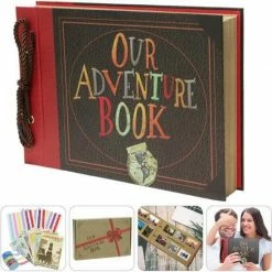 Korting 🌟 Sete - Our Adventure Book - Plak Fotoalbum - Fotoboek - Dagboek - Scrapbook - 40 Vellen (80 Pagina's) - Vintage - Kraftpapier - 30 X 20cm - Met Geschenkdoos En Stickers 🌟