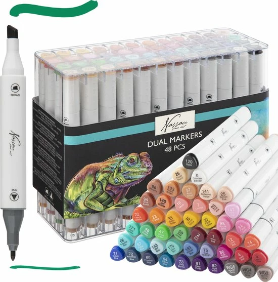 Aanbiedingen ❤️ Nassau Fine Art Twinmarkers 48 Stuks Voor Volwassenen En Kinderen | Alcohol Stiften | Triangel Vorm | Handig In Gebruik | Markeerstiften ✨ 1 Aanbiedingen ❤️ Nassau Fine Art Twinmarkers 48 Stuks Voor Volwassenen En Kinderen | Alcohol Stiften | Triangel Vorm | Handig In Gebruik | Markeerstiften ✨