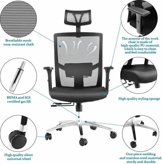 Hete verkoop 🛒 FOXSPORT Bureaustoel Comfort - Ergonomische Bureaustoelen - Hoogte Verstelbaar - Opklapbare Armsteun - Wieltjes - Volwassenen/Kinderen - Thuis/Kantoor - Zwart 🛒 8 Hete verkoop 🛒 FOXSPORT Bureaustoel Comfort - Ergonomische Bureaustoelen - Hoogte Verstelbaar - Opklapbare Armsteun - Wieltjes - Volwassenen/Kinderen - Thuis/Kantoor - Zwart 🛒 - Afbeelding 8