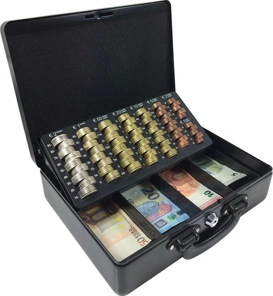 Gloednieuw ✨ ACROPAQ Geldkistje - Premium, Geldkist Groot Met Sleutel, 30 X 25 X 9 Cm - Geldkluis Met Muntsorteerder - Zwart - AGE300K ✨ 1 Gloednieuw ✨ ACROPAQ Geldkistje - Premium, Geldkist Groot Met Sleutel, 30 X 25 X 9 Cm - Geldkluis Met Muntsorteerder - Zwart - AGE300K ✨
