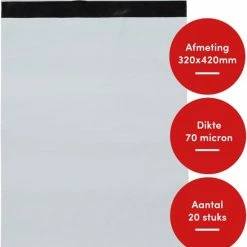 Aanbiedingen ✔️ G&F Verpakkingen 20x Verzendzakken Voor Kleding / Verzendenveloppen / Coex Zakken / Webshop Zakken / 320 X 420 Mm - 70 Micron Dik - Wit (M) 🧨