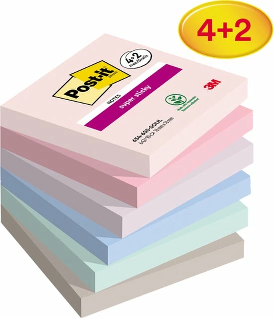 Korting 👍 Post-it® Super Sticky Notes Soul 4+2 Gratis 🎁 1 Korting 👍 Post-it® Super Sticky Notes Soul 4+2 Gratis 🎁