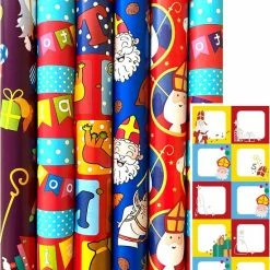 Goedkoopste ⌛ Hoomark Sinterklaas Sint Inpakpapier Cadeaupapier - 70 Cm X 3 Meter - 12 Rollen - Incl. 20 Naamsticker 👍