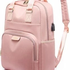 Aanbiedingen 🎁 ZILOU® Rugzak - 20-35 Liter - 15,6" Laptopvak - Anti-Diefstal - Roze ✨