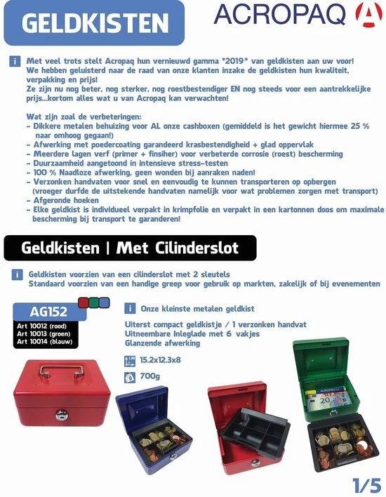 Gloednieuw ✨ ACROPAQ Geldkistje - Premium, Geldkist Groot Met Sleutel, 30 X 25 X 9 Cm - Geldkluis Met Muntsorteerder - Zwart - AGE300K ✨ 3 Gloednieuw ✨ ACROPAQ Geldkistje - Premium, Geldkist Groot Met Sleutel, 30 X 25 X 9 Cm - Geldkluis Met Muntsorteerder - Zwart - AGE300K ✨ - Afbeelding 3