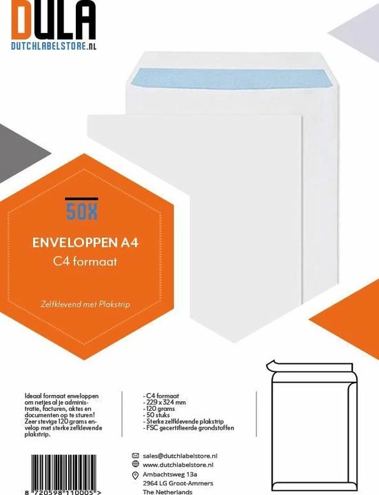 Coupon 👍 DULA - C4 Enveloppen A4 Formaat Wit - 229 X 324 MM - 50 Stuks - Zelfklevend Met Plakstrip - 120 Gram 🥰 6 Coupon 👍 DULA - C4 Enveloppen A4 Formaat Wit - 229 X 324 MM - 50 Stuks - Zelfklevend Met Plakstrip - 120 Gram 🥰 - Afbeelding 6