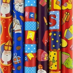 Begroting 😍 Enper Sinterklaas Cadeaupapier - XXL Sinterklaaspapier - 3 Meter X 70 Cm - 12 Rollen ❤️
