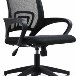 Coupon 🎁 ACAZA Bureaustoel Met Armsteunen - In Hoogte Verstelbaar - Met Wielen - Zwart 🧨