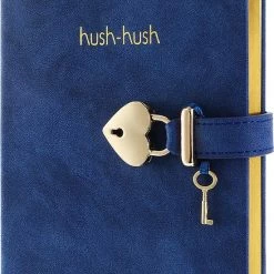 Goedkoop 😉 Victoria's Journals - Dagboek Met Slot En Sleutel - Hush-Hush My Secret Diary W/ Heart Lock - Premium Vegan Leer Dagboek - Hardcover - 320 Pagina's Premium Papier - 13 X 18 Cm (Blauw) 🎁